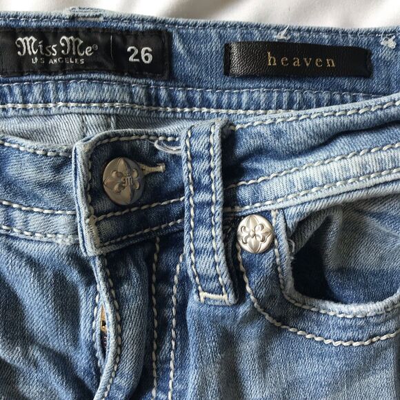 Miss Me Jeans Women 26 Destroyed HighRise Ankle Skinny Embellished Pockets 26x28 - Picture 2 of 13